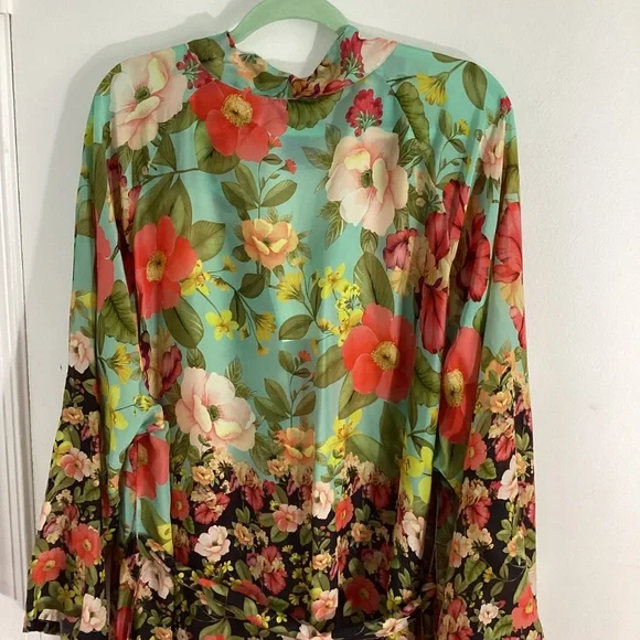 NWT JOHNNY WAS PLUS 3X  BURKE KIMONO  MAXI DRESS FLORAL TIRED MSRP 515.00 - Picture 10 of 14
